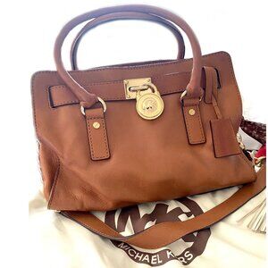 Michael Kors Hamilton Charm Tote in Rich Saddle with dust bag, Brown
